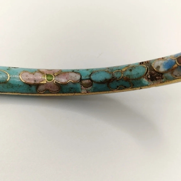 Set of 3 Cloisonne Gold tone Bangle Bracelet Multicolored - Picture 7 of 11